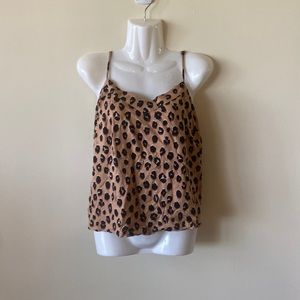 A New Day spaghetti strap animal print blouse, S blk/brwn